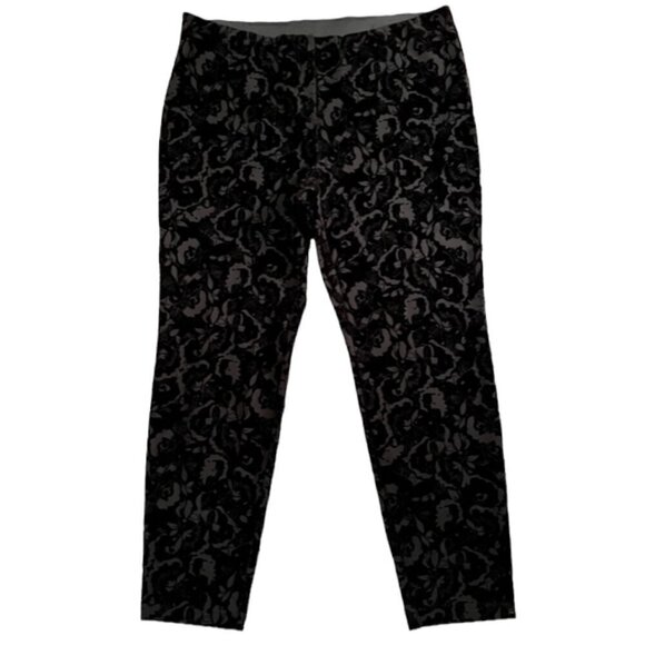 Alfani Pants - Alfani NWOT Women's Black Velvet Floral Flocked Pants Stretch Size 16